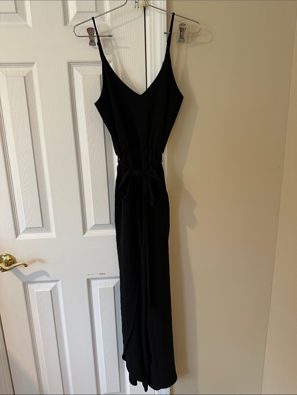 The Vanity Room Black Spaghetti-Strap Tie-Waist Jumpsuit